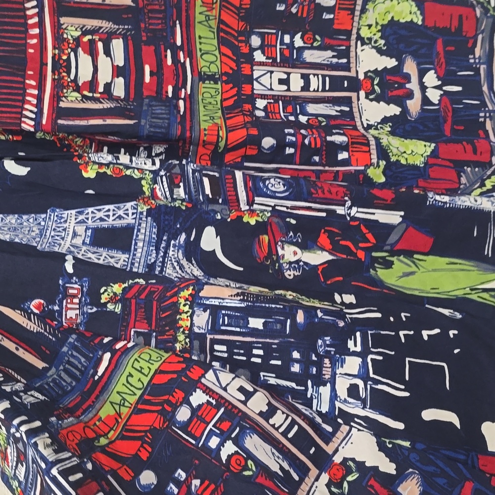 Her Destiny Paris French Print Navy Maxi Skirt Sz XL - Picture 3 of 8